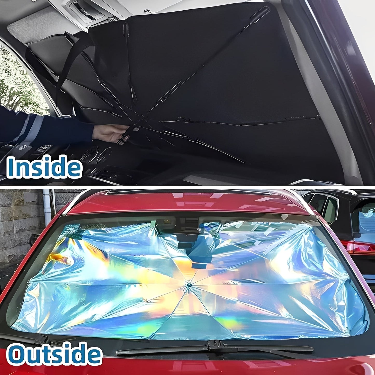 Compact Car Windshield Protector with Umbrella Design