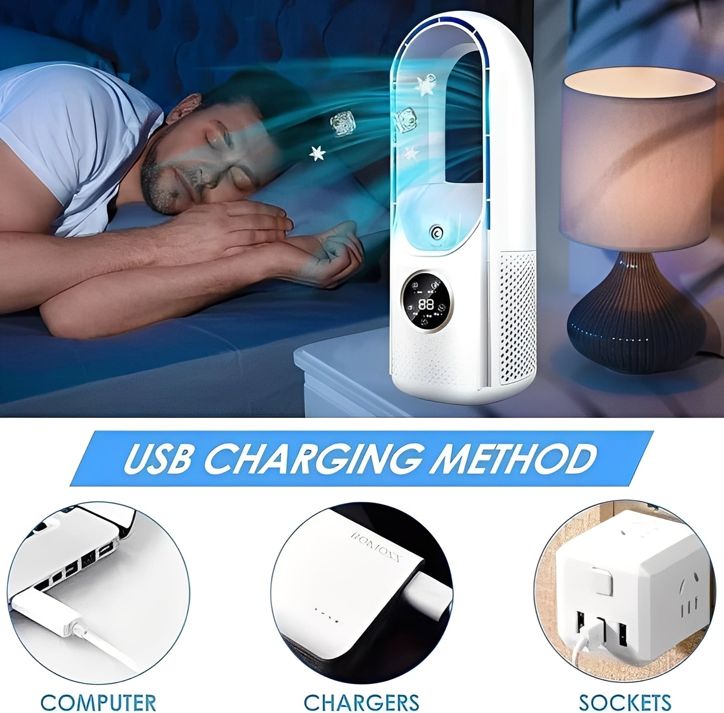Compact Blade-Free Cooling Fan for Home & Office