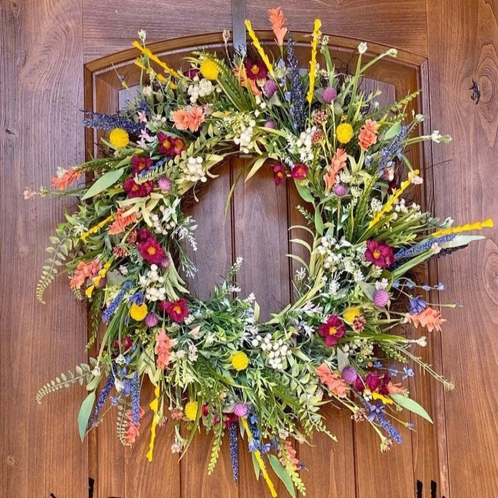Vibrant Faux Floral Wreath for Year-Round Home Elegance