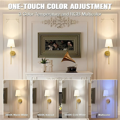 Cordless Ambient Wall Lights with Customizable Colors, Set of 2