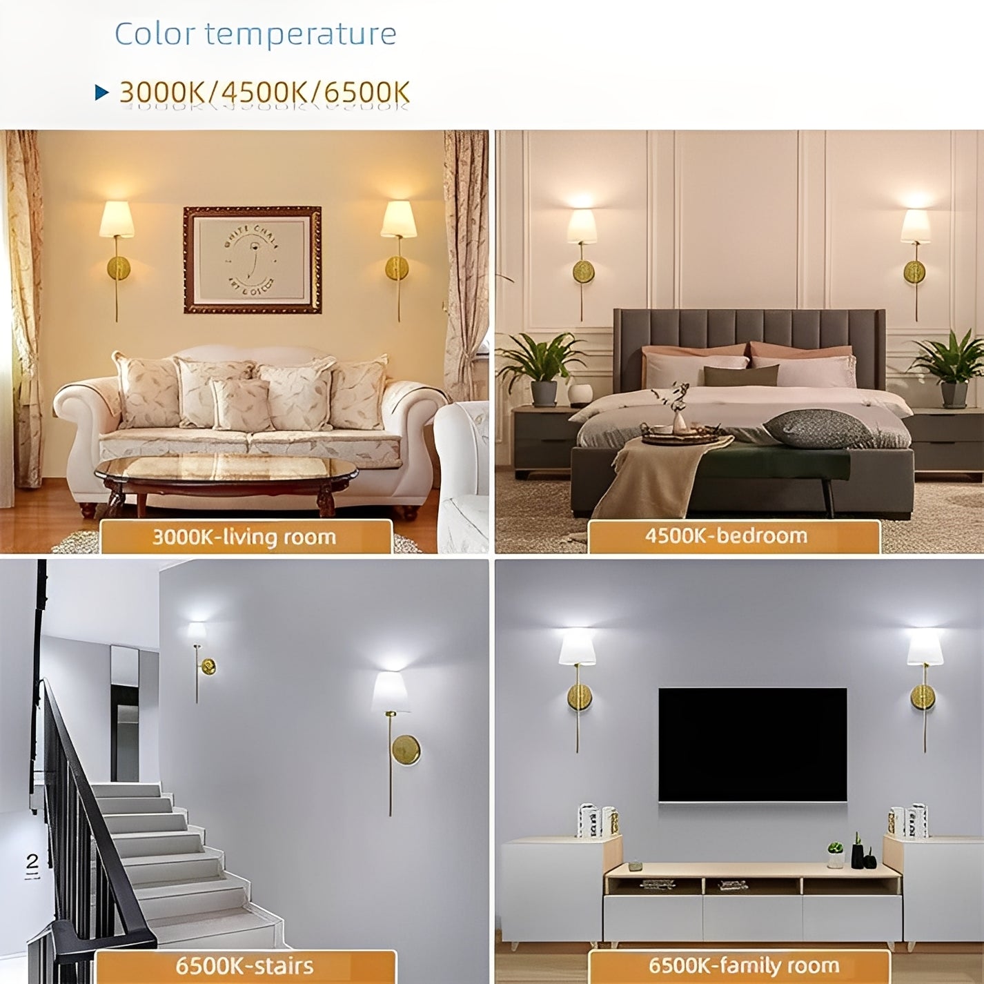 Cordless Ambient Wall Lights with Customizable Colors, Set of 2