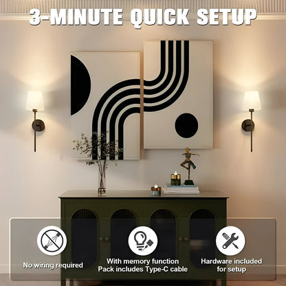 Cordless Ambient Wall Lights with Customizable Colors, Set of 2