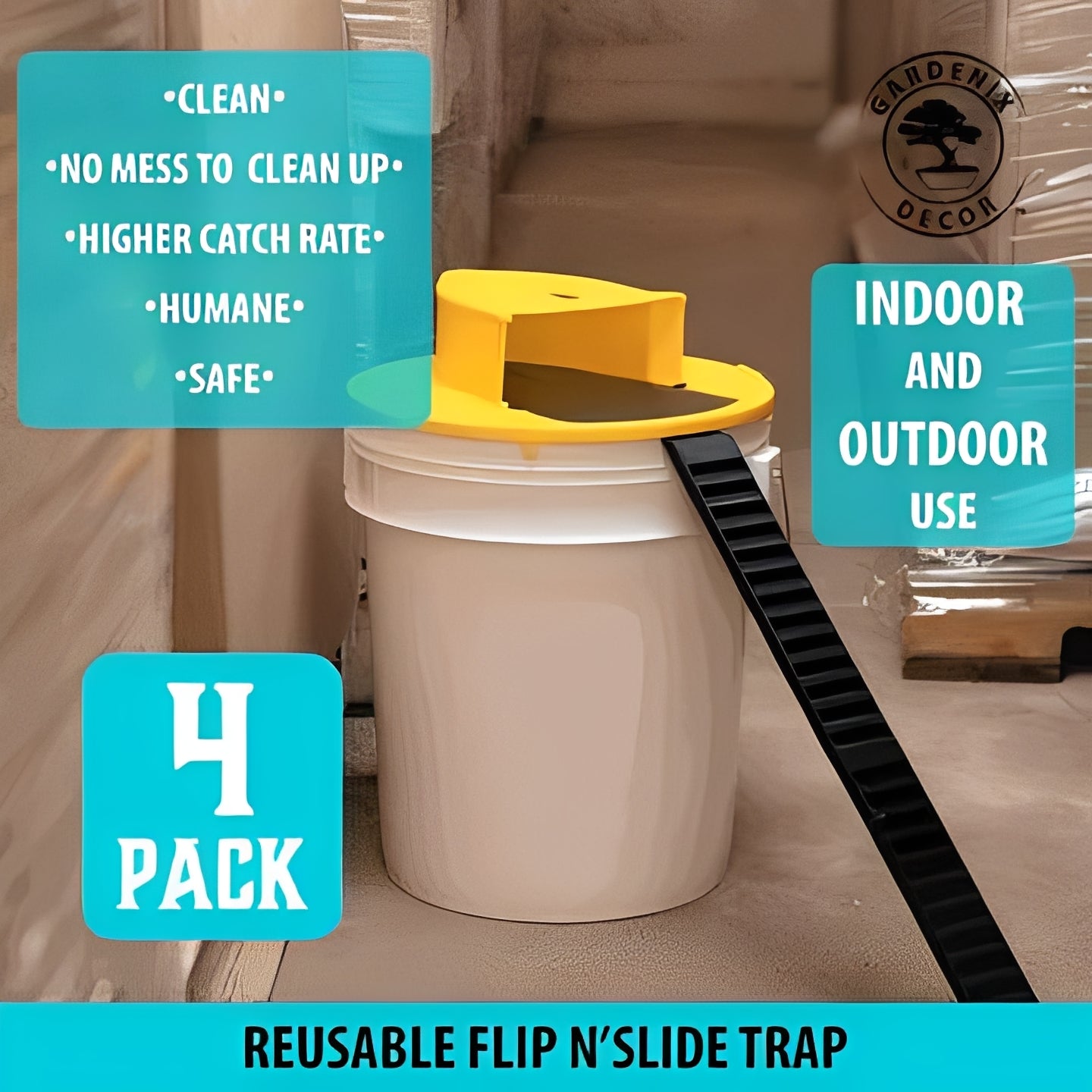 Smart Bucket Lid Rodent Catcher, Pack of 4
