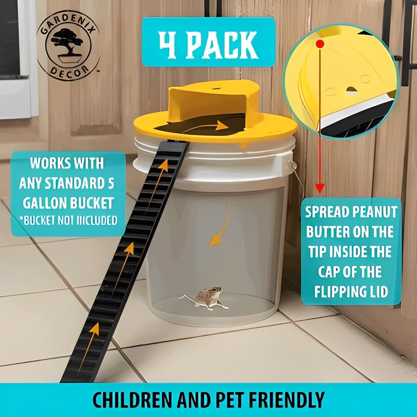 Smart Bucket Lid Rodent Catcher, Pack of 4