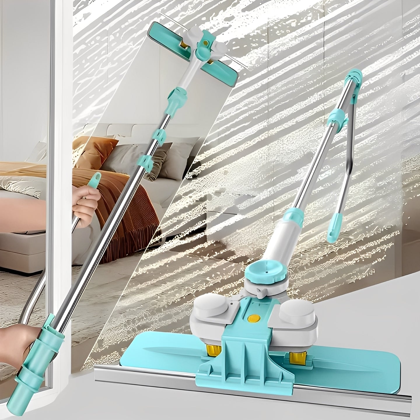 Extendable Window Cleaner Brush with Flexible Head