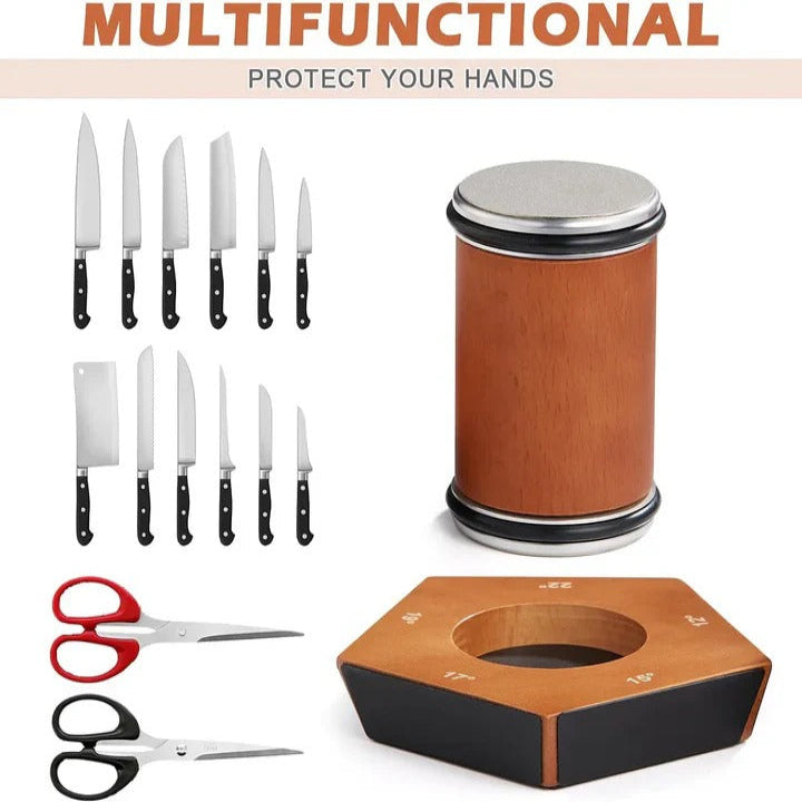 Precision Manual Knife Sharpener with Diamond Wheel Technology