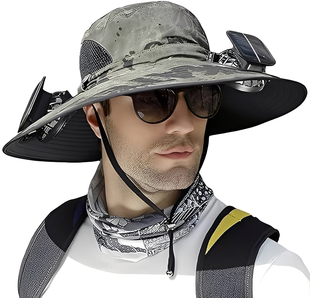 Cooling Sun Hat with Solar-Powered and USB Fans