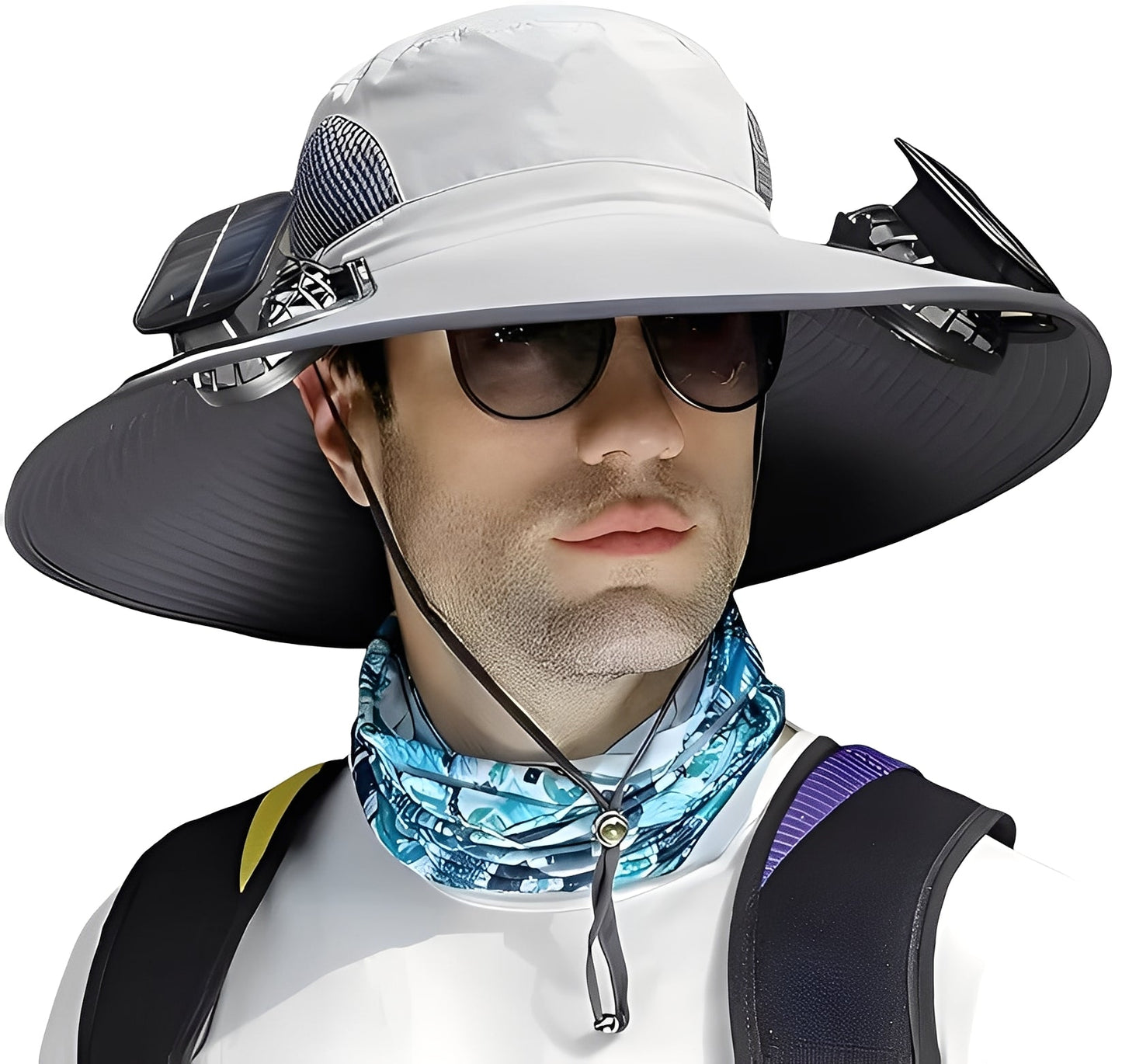 Cooling Sun Hat with Solar-Powered and USB Fans