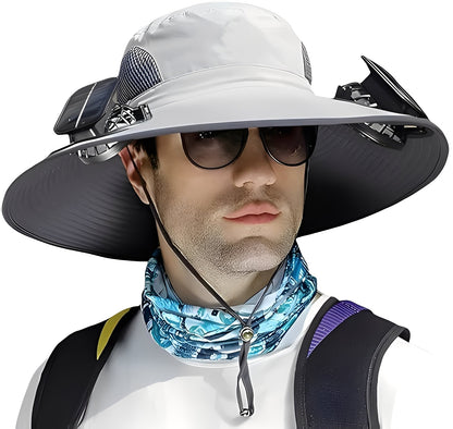 Cooling Sun Hat with Solar-Powered and USB Fans