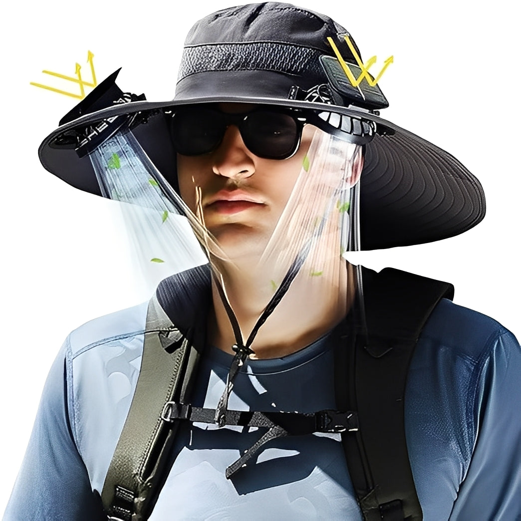 Cooling Sun Hat with Solar-Powered and USB Fans