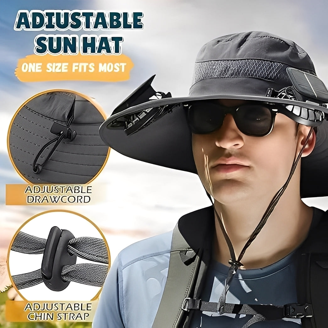 Cooling Sun Hat with Solar-Powered and USB Fans