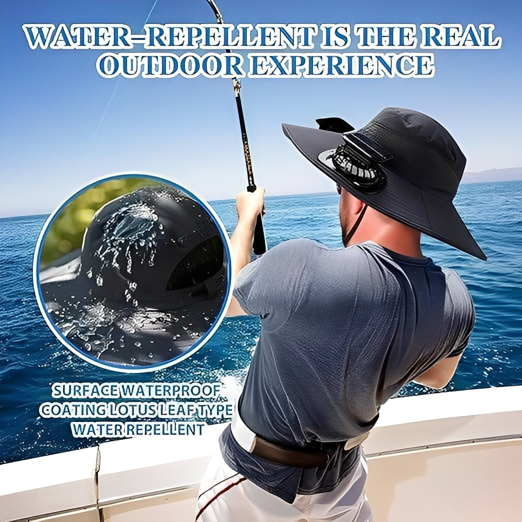 Cooling Sun Hat with Solar-Powered and USB Fans