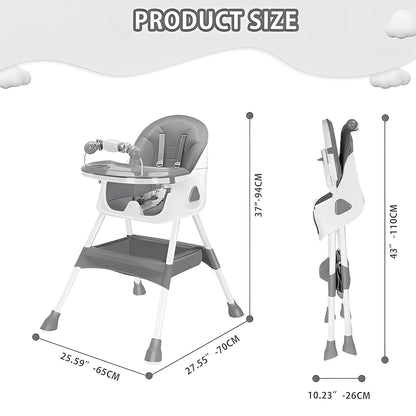 Compact Folding High Chair with Durable Steel Structure