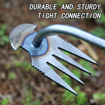 ErgoWeed Precision Hand Tool with Four Steel Tines for Lawn Care