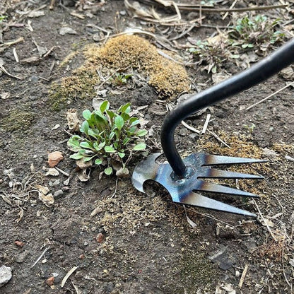 ErgoWeed Precision Hand Tool with Four Steel Tines for Lawn Care
