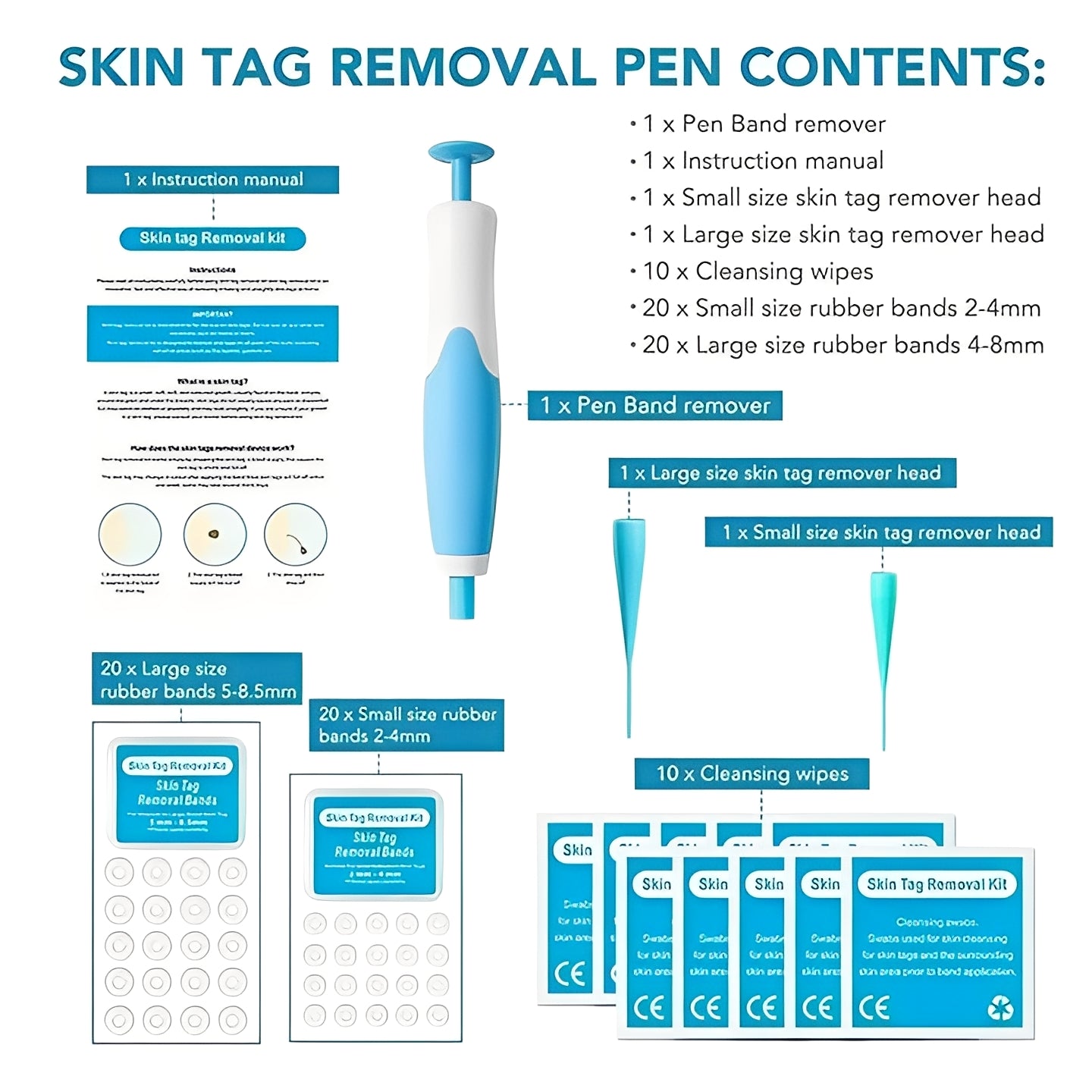 Skin Tag Removal Kit with Easy Applicator and Bands
