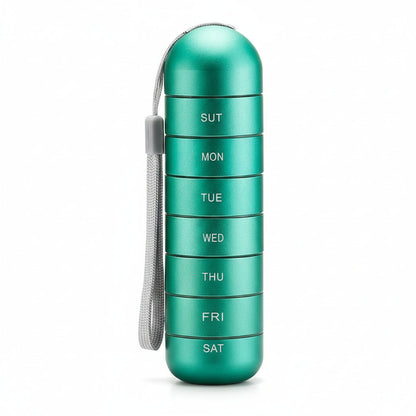 Compact Aluminum Pill Organizer with 7 Sections for Travel
