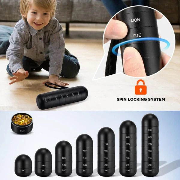 Compact Aluminum Pill Organizer with 7 Sections for Travel