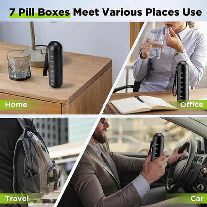 Compact Aluminum Pill Organizer with 7 Sections for Travel
