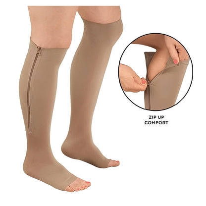 Zippered Compression Socks with Protective Fabric Lining