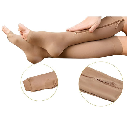 Zippered Compression Socks with Protective Fabric Lining