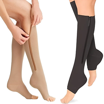 Zippered Compression Socks with Protective Fabric Lining