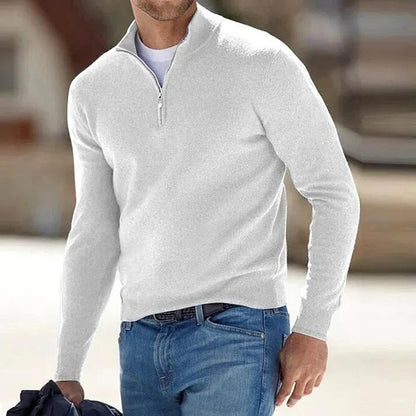 Men's Luxe Cashmere Full-Zip Sweater with Long Sleeves