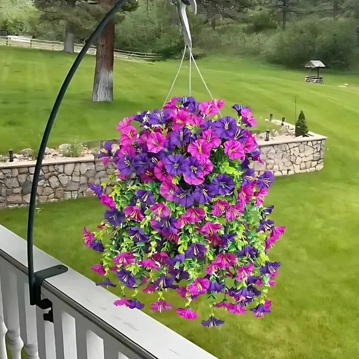 Vibrant Faux Morning Glory Garland for Indoor and Outdoor Use