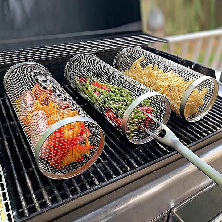 360-Degree Rotating Grill Basket for Perfectly Cooked Meals