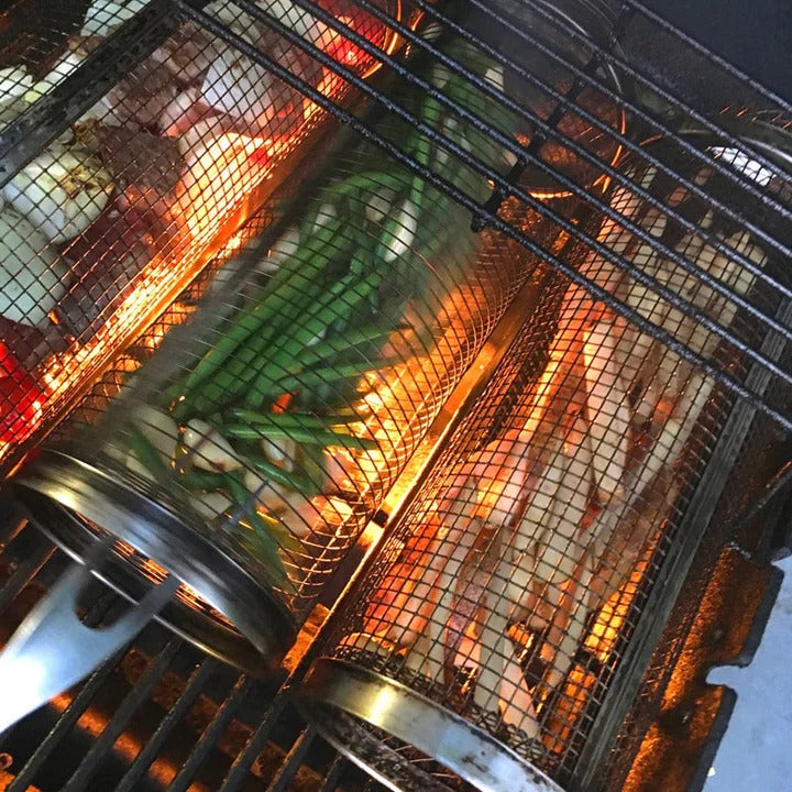 360-Degree Rotating Grill Basket for Perfectly Cooked Meals