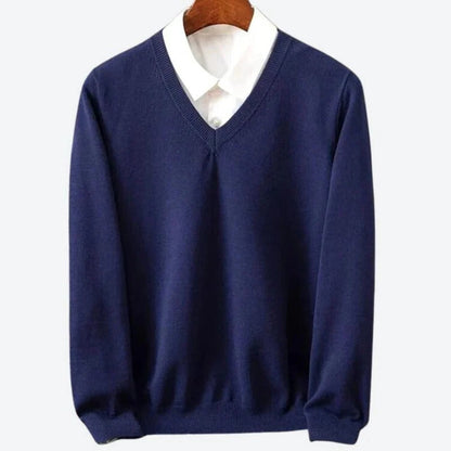 Men's Luxurious V-Neck Cashmere Pullover Sweater