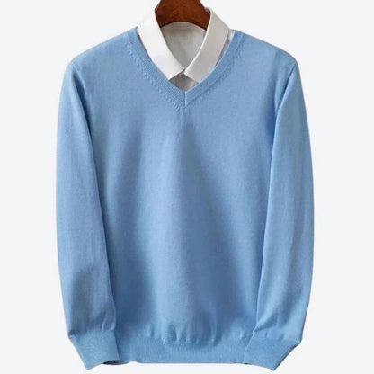 Men's Luxurious V-Neck Cashmere Pullover Sweater