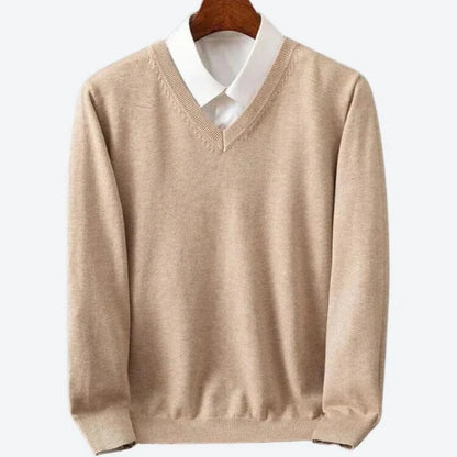 Men's Luxurious V-Neck Cashmere Pullover Sweater