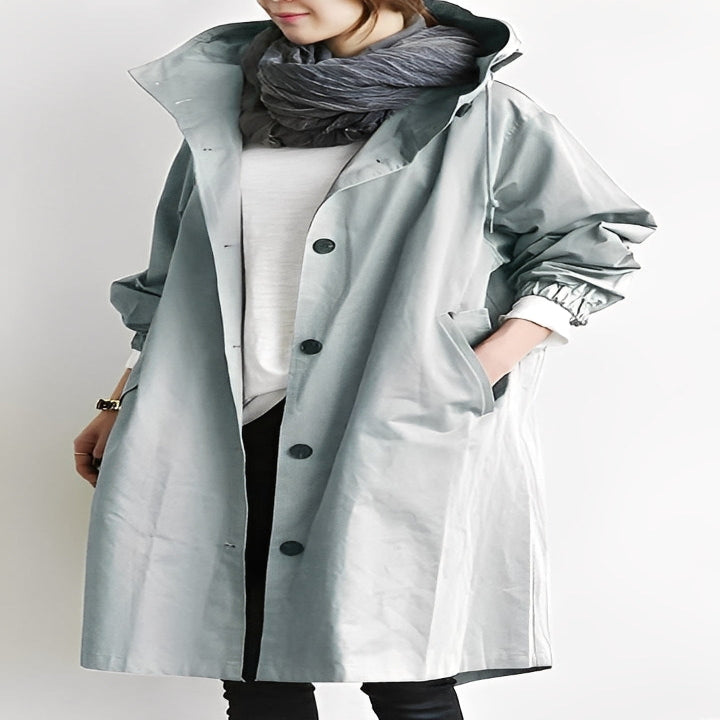 Elegant Women's Hooded Long Overcoat for All Seasons