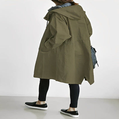 Elegant Women's Hooded Long Overcoat for All Seasons
