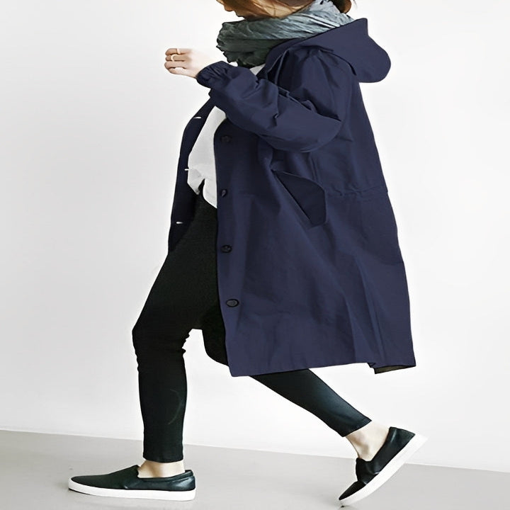 Elegant Women's Hooded Long Overcoat for All Seasons