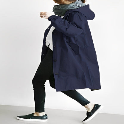 Elegant Women's Hooded Long Overcoat for All Seasons
