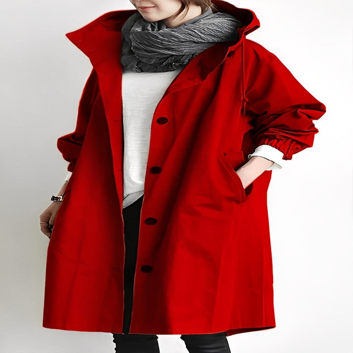 Elegant Women's Hooded Long Overcoat for All Seasons