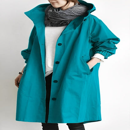 Elegant Women's Hooded Long Overcoat for All Seasons