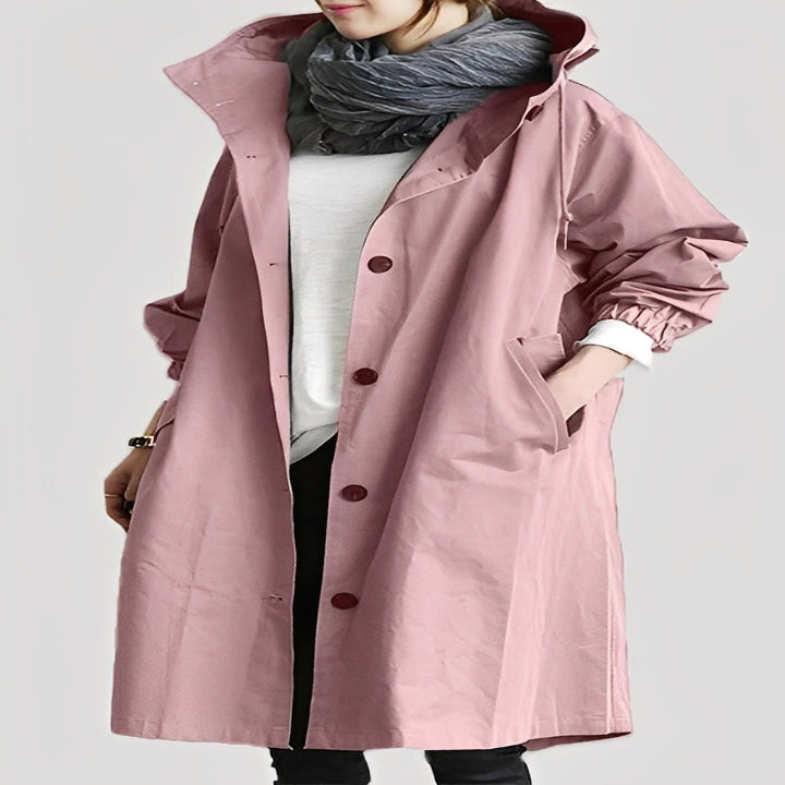 Elegant Women's Hooded Long Overcoat for All Seasons