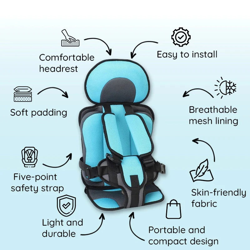 Child Safety Seat Cushion with Adjustable Harness System