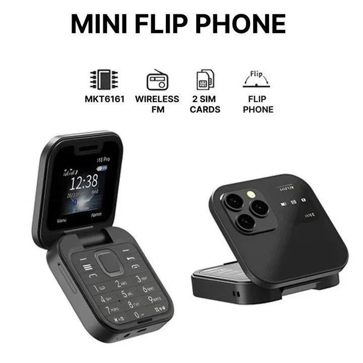 Compact Flip Phone with Dual SIM and Bluetooth Connectivity