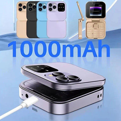 Compact Flip Phone with Dual SIM and Bluetooth Connectivity