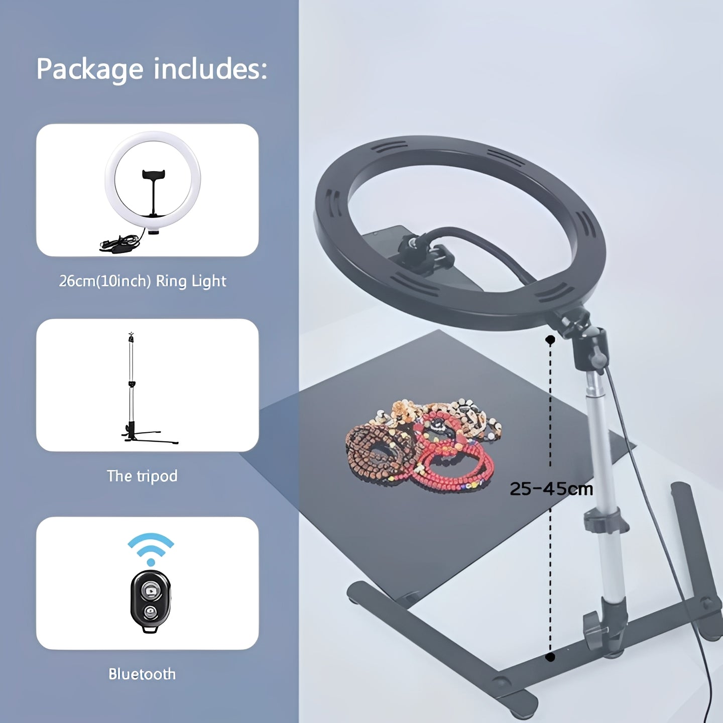 Versatile LED Light Stand with Adjustable Smartphone Mount