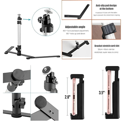 Versatile LED Light Stand with Adjustable Smartphone Mount