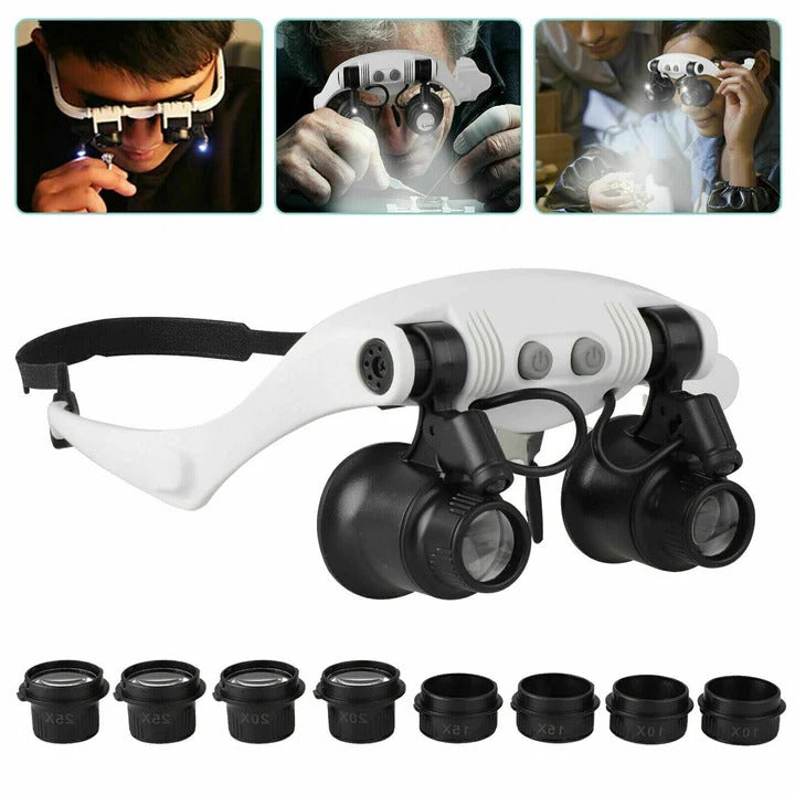 Precision LED Magnifier Headset with Versatile Lens Options
