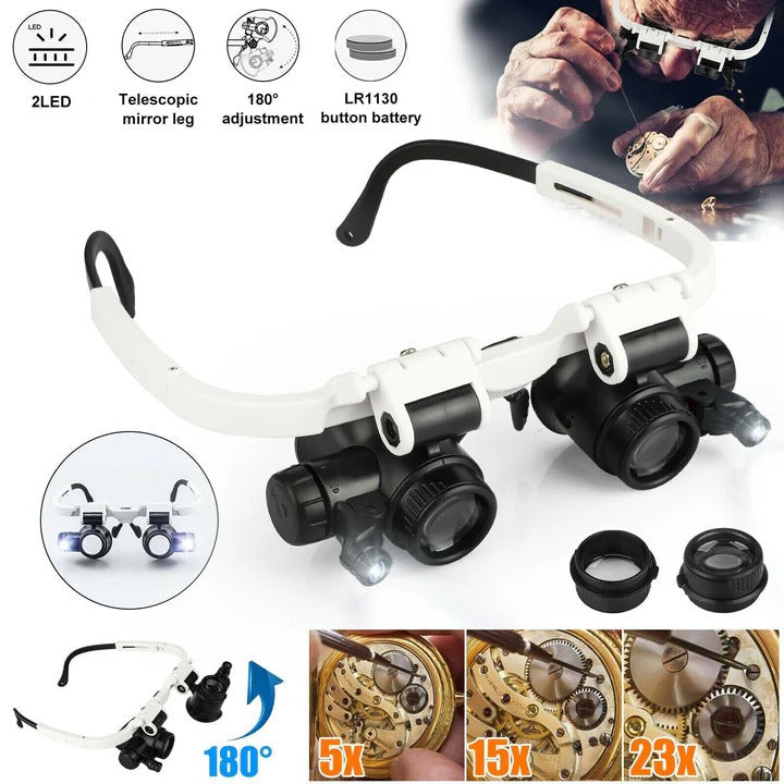 Precision LED Magnifier Headset with Versatile Lens Options