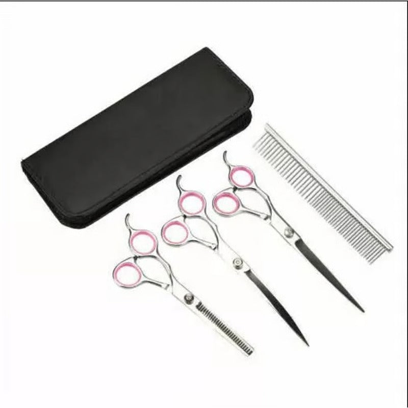 Pet Grooming Scissors Set with 8-Inch Curved Blades & Safety Tips