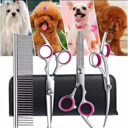 Pet Grooming Scissors Set with 8-Inch Curved Blades & Safety Tips