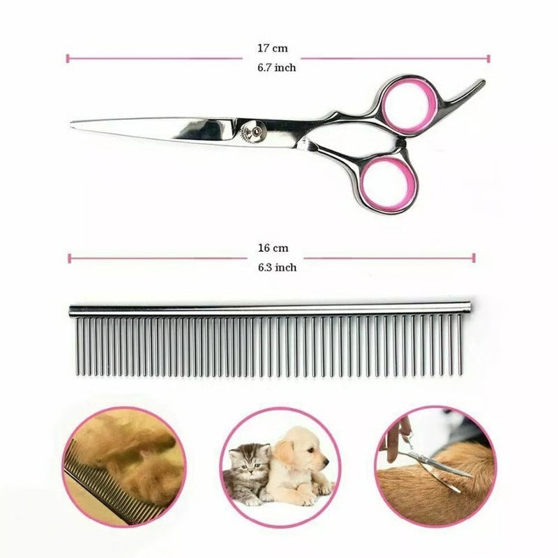 Pet Grooming Scissors Set with 8-Inch Curved Blades & Safety Tips